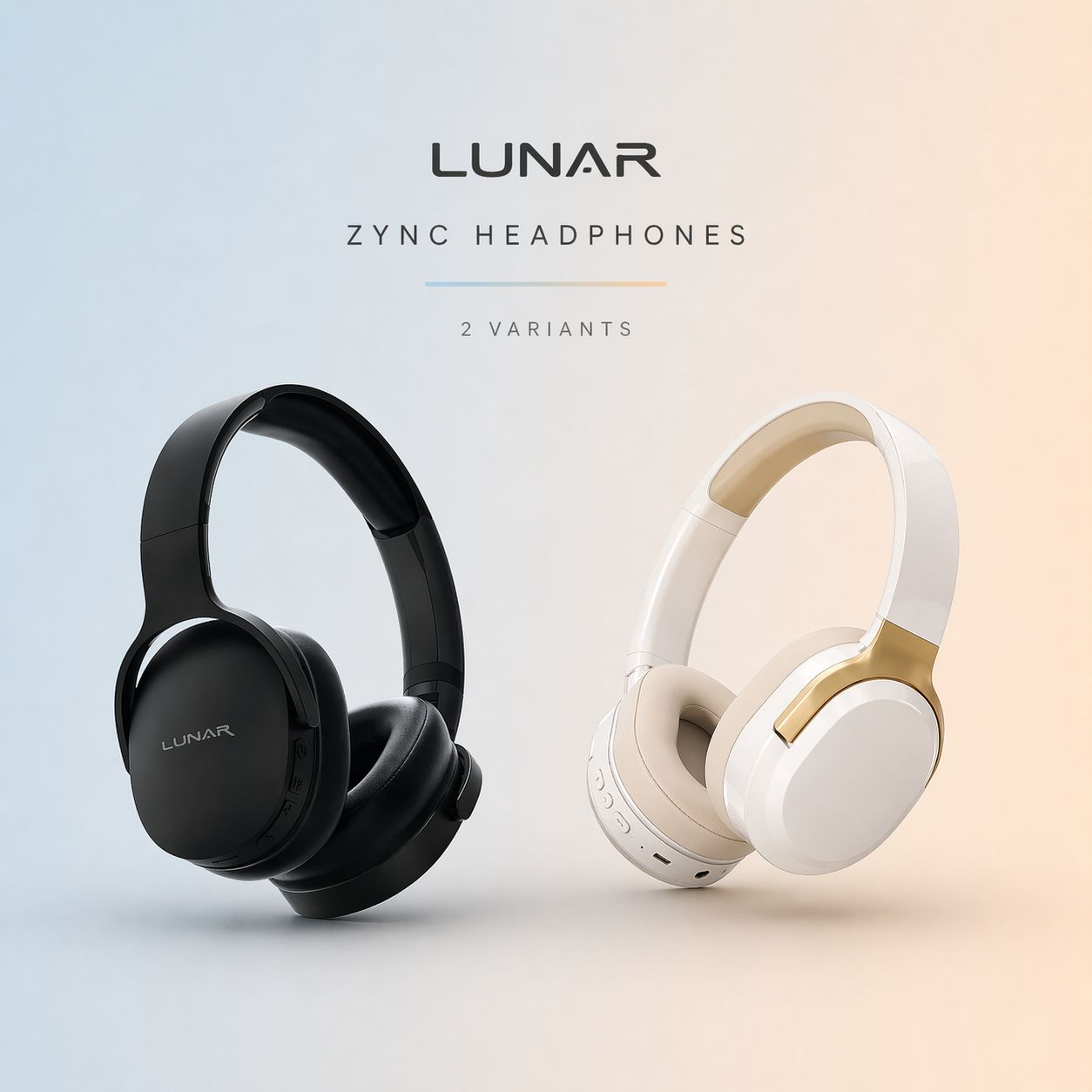Lunar Zync Wireless Bluetooth Headphones Over-Ear with Deep Bass, 10H Playtime, USB-C Charging & AUX Support