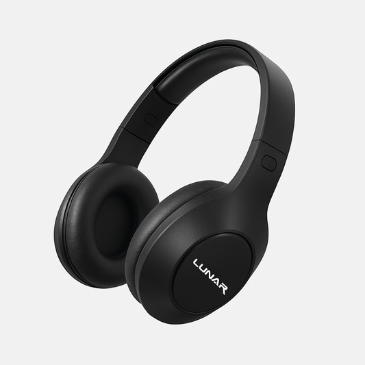 Lunar Auric - Wireless - Bluetooth - Rechargeable - Headphone with Mic for calling - Headset for Mobile and PC Users (Black)