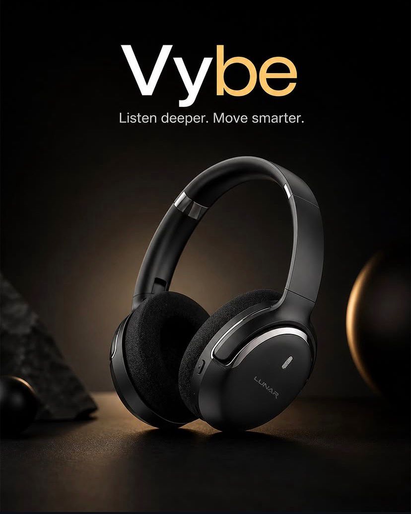 Lunar Vybe Wireless Bluetooth Headphones Over-Ear with Dynamic Sound, 10H Playtime & USB-C Charging