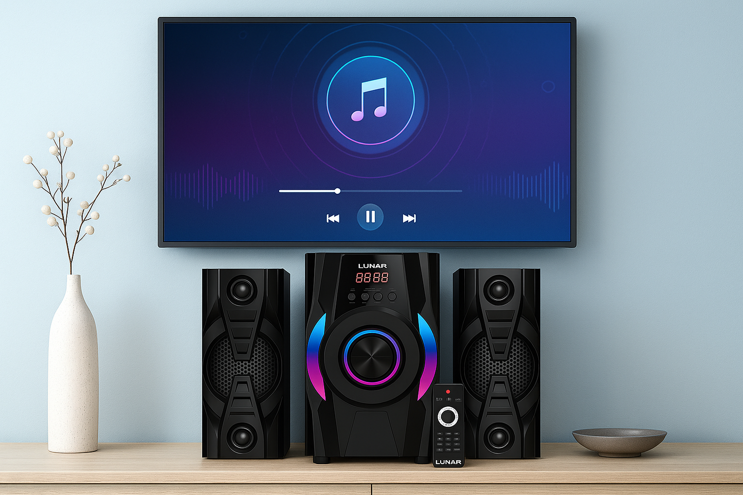 LUNAR - BLADE PLUS - 2.1 Speaker System  with Bluetooth, USB & Remote Control