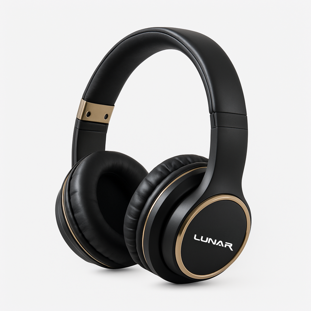 Lunar Ace - Wireless - Bluetooth - Rechargeable - Headphone with Mic for calling - Headset for Mobile and PC Users (Black)