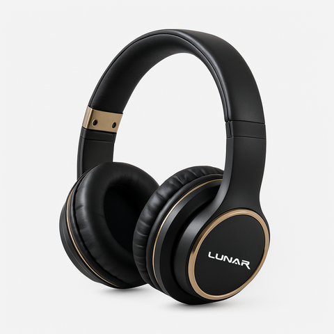 Lunar Ace - Wireless - Bluetooth - Rechargeable - Headphone with Mic for calling - Headset for Mobile and PC Users (Black)