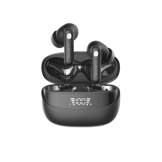 Lunar Aura Wireless Earbuds with 1 Year Warranty, ANC + ENC Noise Cancellation, Built-in Mic, Bluetooth 5.4, Bass Sound, HiFi Stereo, Touch Control, Upto 20 Hours Battery, Android/iOS Compatible & Hands-Free Calls.