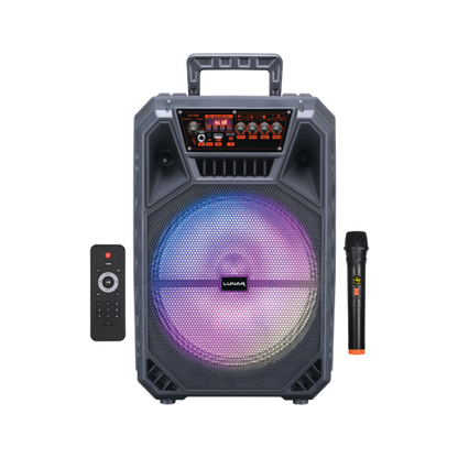 LR-1201 Portable Trolley Bluetooth Speaker with Wireless Mic, FM Radio, USB & RGB Lights