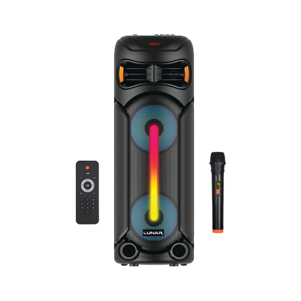 LR-8801 Portable Trolley Bluetooth Speaker with Wireless Mic, FM Radio, USB, SD Card & RGB Lights