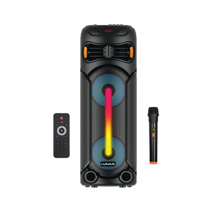 LR-8801 Portable Trolley Bluetooth Speaker with Wireless Mic, FM Radio, USB, SD Card & RGB Lights