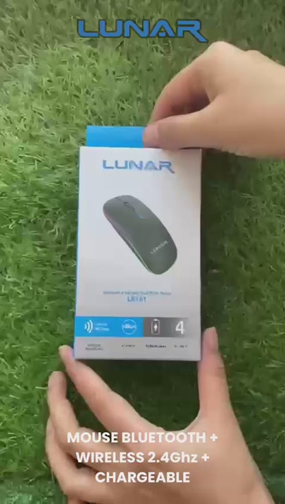 LUNAR LR161 Rechargeable Mouse Dual-Mode, Wireless 2.4Ghz + Bluetooth – Silent Click, Smooth Tracking