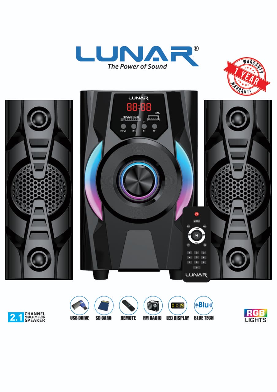 LUNAR - BLADE PLUS - 2.1 Speaker System  with Bluetooth, USB & Remote Control
