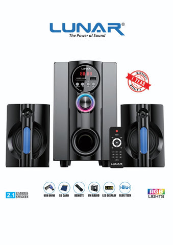 LUNAR - AQUA - 2.1 Speaker System  with Bluetooth, USB & Remote Control
